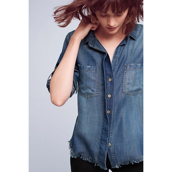 Anthropologie Tops - BNWT ANTHROPOLOGIE RAW-HEM BUTTONDOWN SIZE M